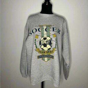 VINTAGE Soccer Champions Single Stitch Crewneck Sweatshirt Vtg 90s Made USA XL